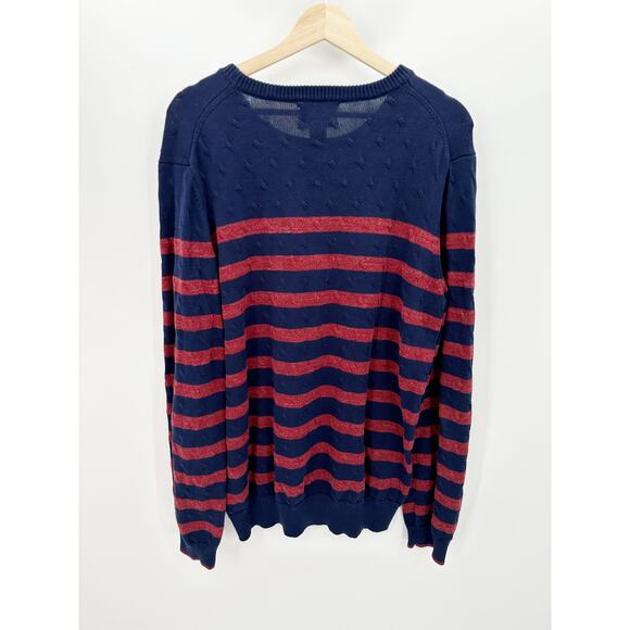 Joseph A Bank Blue Red Striped Cotton Sweater Pullover Mens Size Large - Picture 2 of 5